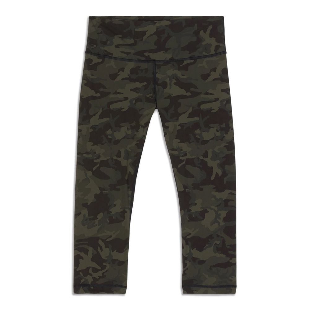 Lululemon Army Green Wunder Under Crop Camo Running 21" Legging Yoga Gym size 4